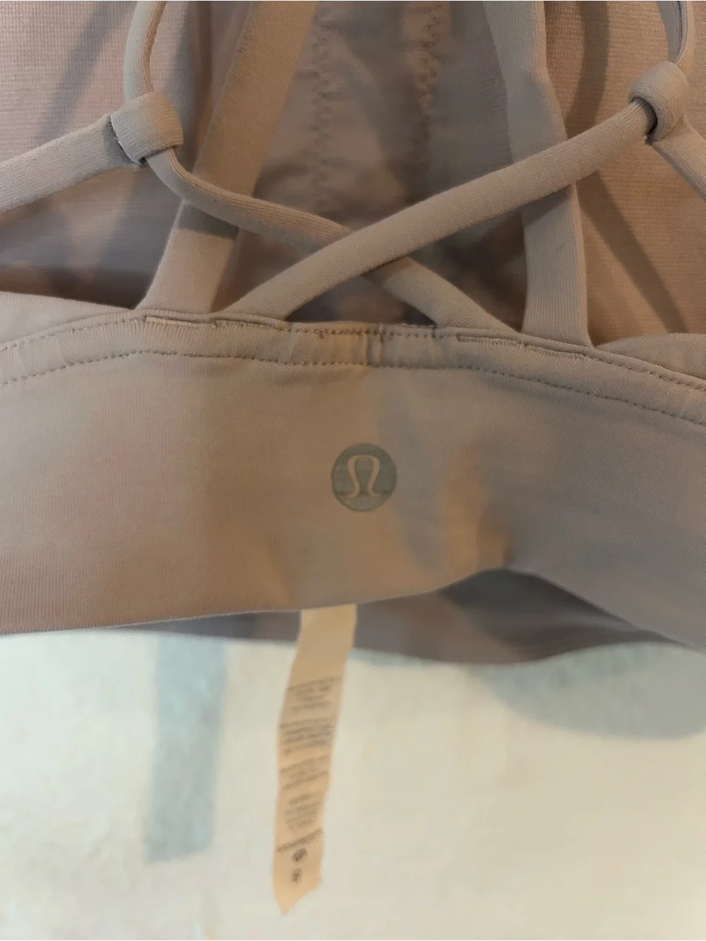 High Neck Crop Sports Bra in Light Taupe  Lululemon size 8 ashen rose
